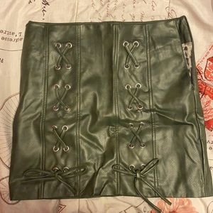 Leather green skirt